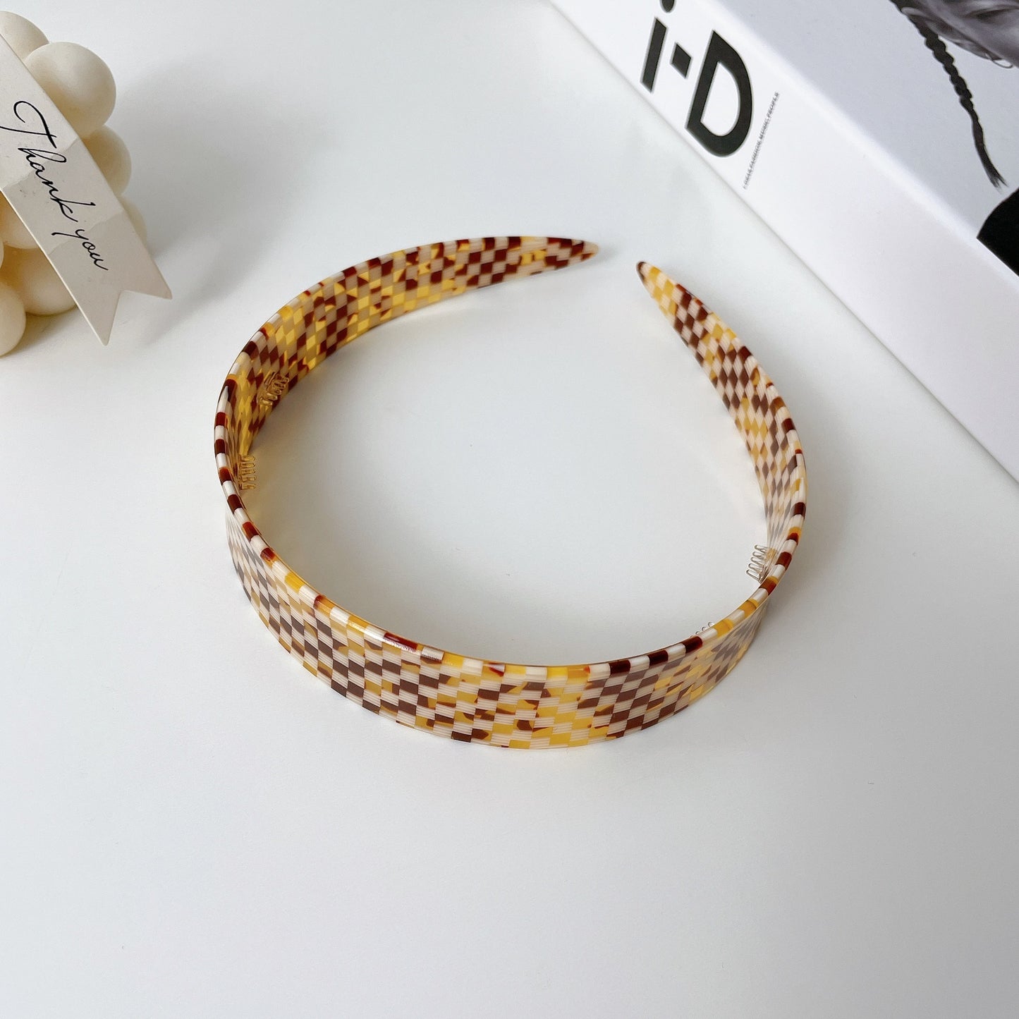 Cellulose Acetate Sheet Hair Accessories Plaid Headband For Women