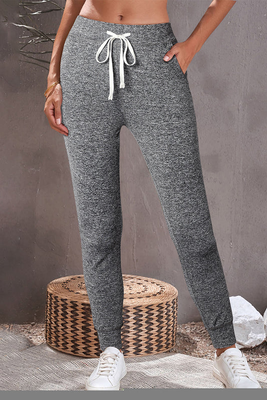 Gray Drawstring Waist Pocketed Joggers