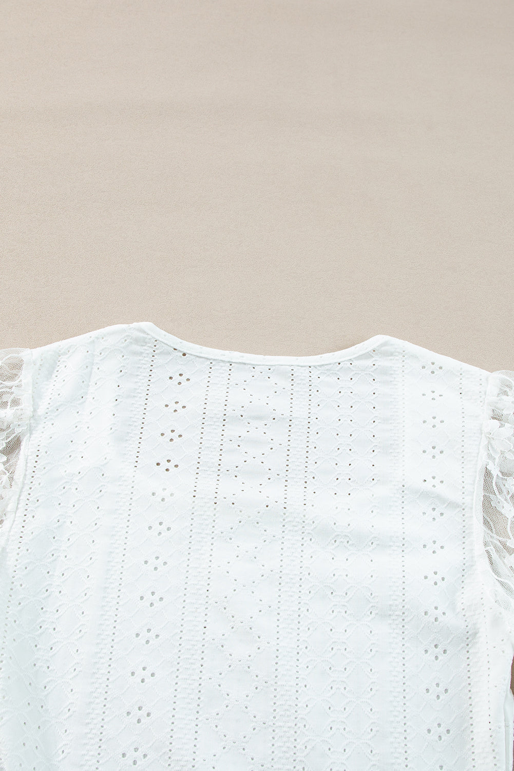 White Frenchy Contrast Lace Bishop Sleeve Bodysuit