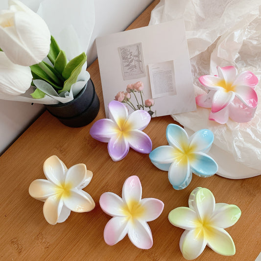 Muweordy Plumeria Hair Clips Flower Hair Clip Trendy Hair Claw Clip Popular Hair Catch Korean Hair Accessories For Women