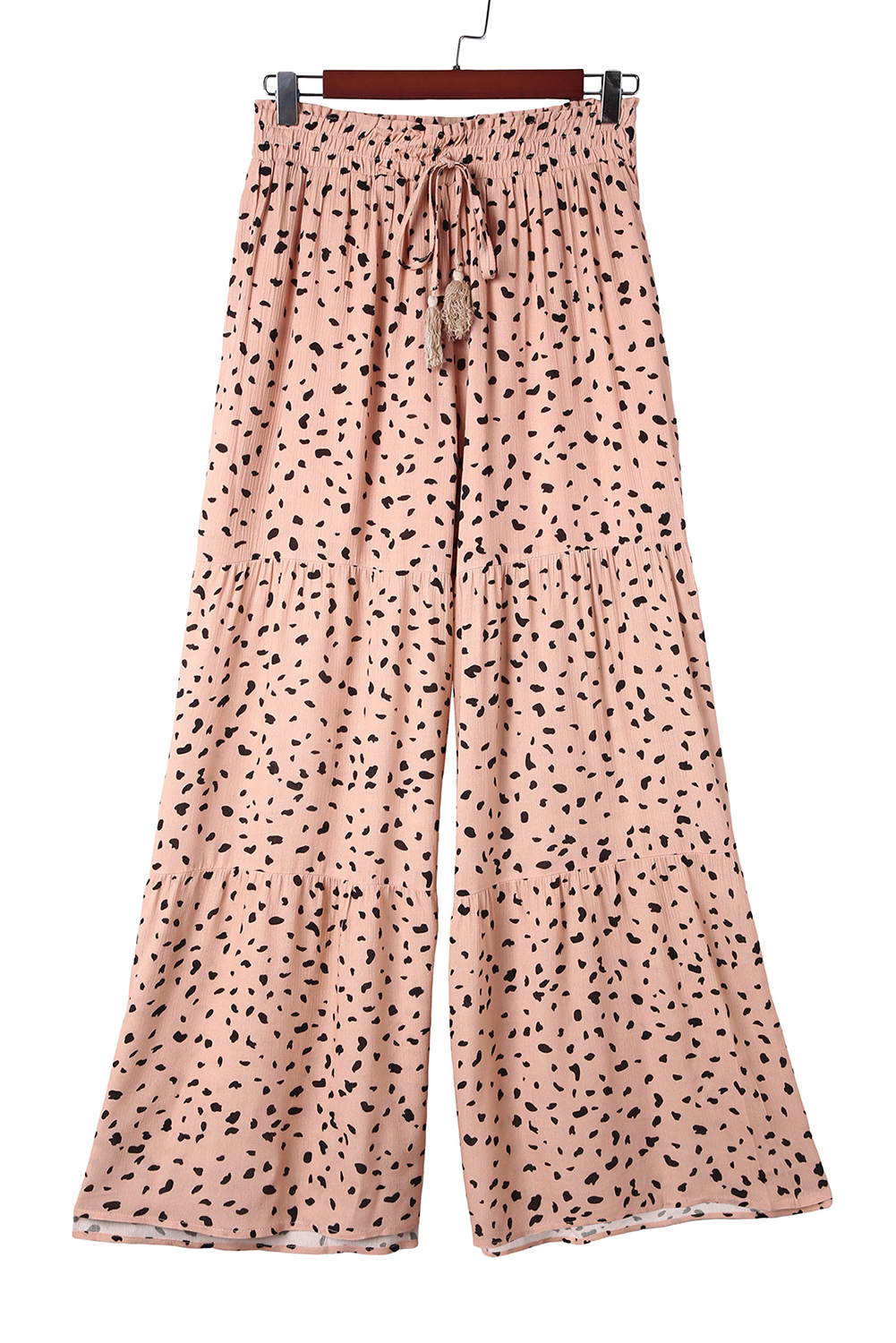 Brown Ruffle Wide Leg Dalmatian Palazzo Pants