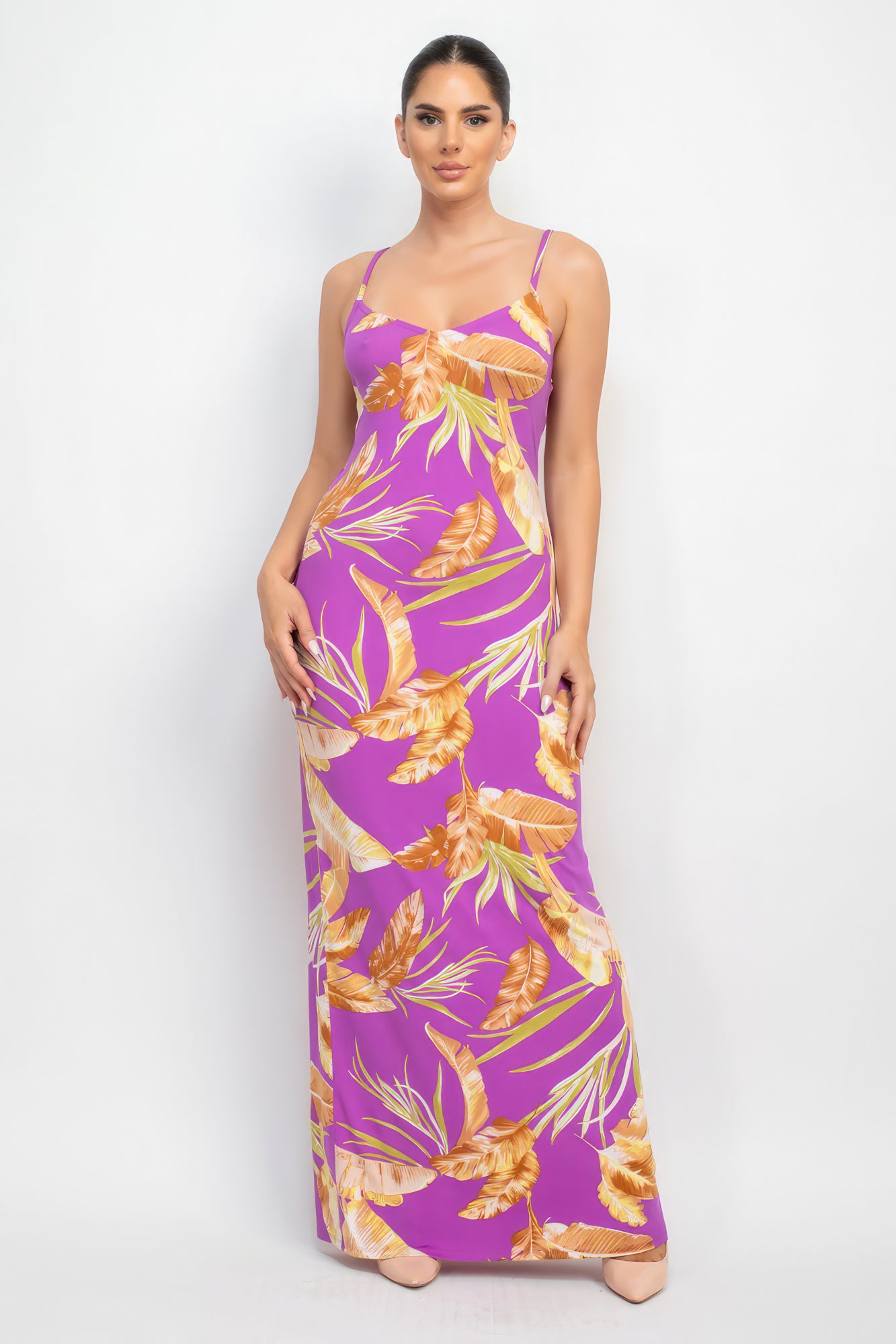 Scoop Tropical Print Maxi Dress