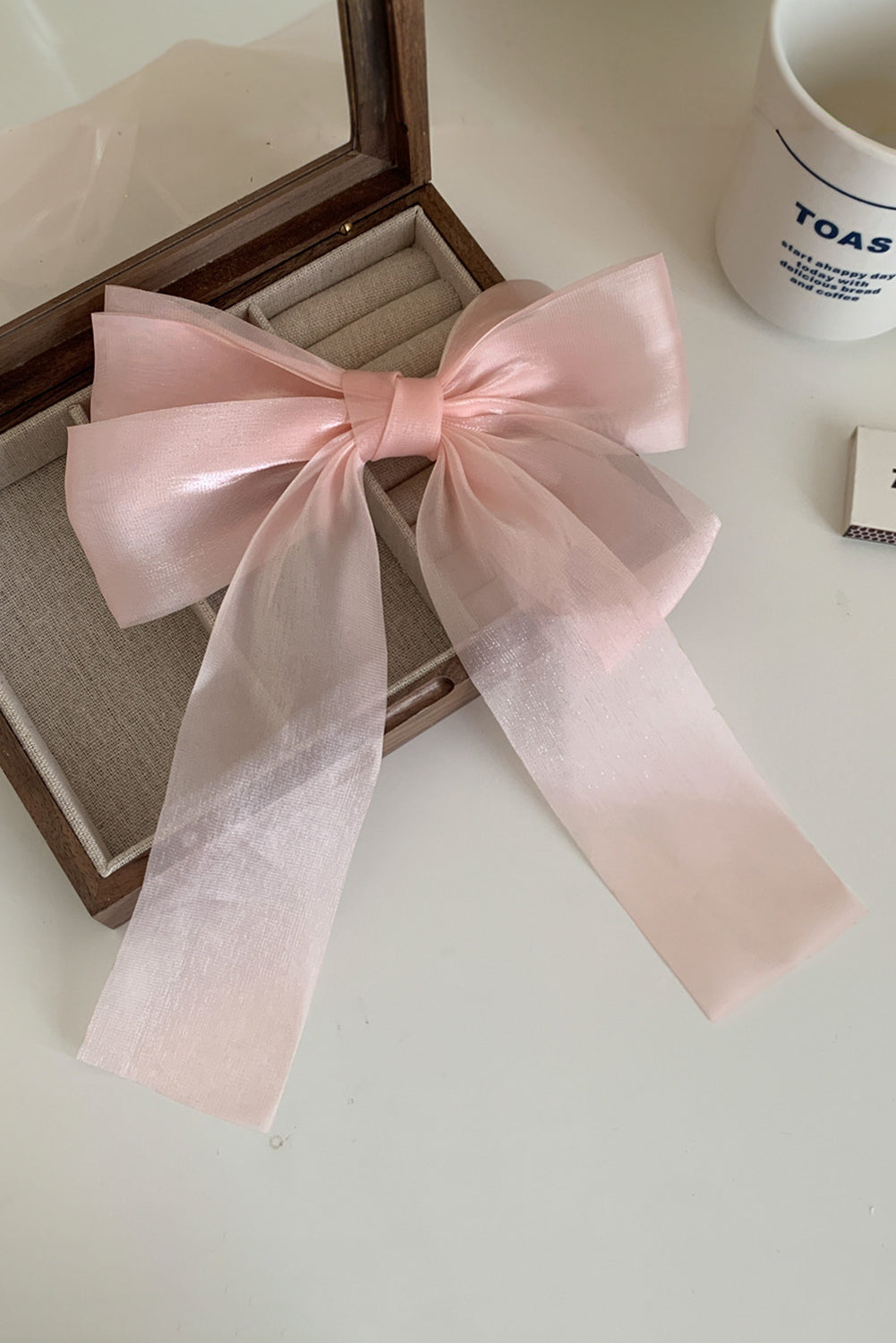 Apricot Pink Gauze Bowknot Hair Clip